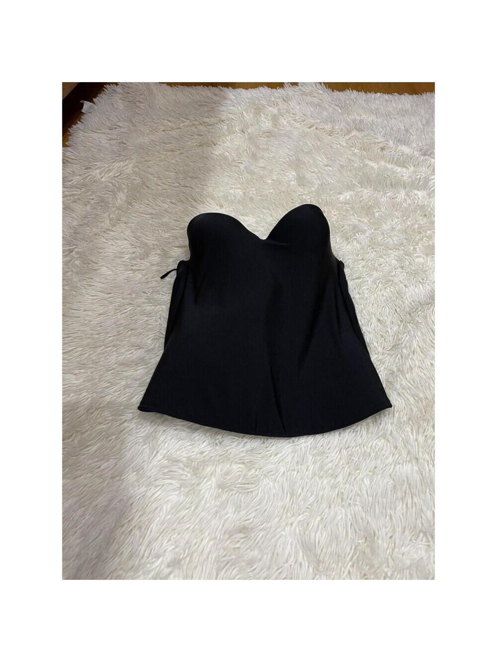 Victoria's Secret Neutral Longline Strapless Bustier Corset Bra 36B Black Satin